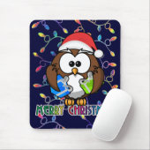 サンタフクロウ&クリスマスライト マウスパッド (マウス)