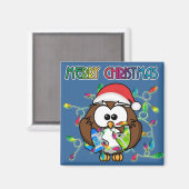 サンタフクロウ&クリスマスライト マグネット (正面/裏面)
