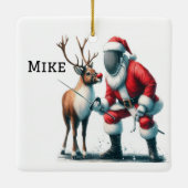 サンタフパーソナライズされたレンサーお気に入りの セラミックオーナメント (裏面)