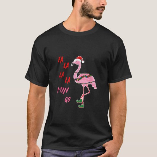サンタフラミンゴおもしろいクリスマスクリスマスタンクトップ Tシャツ (正面)
