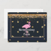 サンタフラミンゴのフロリダからのメリークリスマス ポストカード (正面/裏面)