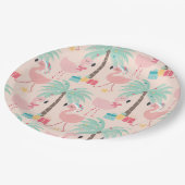 サンタフラミンゴの – おもしろいピンク熱帯クリスマス ペーパープレート (アングル)