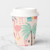 サンタフラミンゴの – おもしろいピンク熱帯クリスマス 紙コップ (正面)
