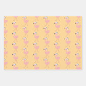 サンタフラミンゴパターンおもしろいピンク熱帯クリスマス ラッピングペーパーシート (正面3)