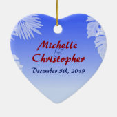 サンタフラミンゴビーチラブクリスマスオーナメント セラミックオーナメント (裏面)