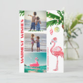 サンタフラミンゴ3 PHOTO熱帯ビーチクリスマス シーズンカード (スタンド正面)