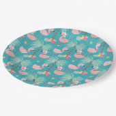 サンタフラミンゴ – Santa Flamingo's -おもしろいアクアトロピカルクリスマス ペーパープレート (アングル)