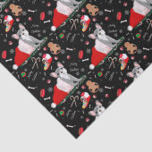 サンタフランスのの帽子のパターンでブルドッグの子犬 薄葉紙 (詳細)