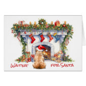 サンタフランスのクリスマス暖炉を待つブルドッグ (正面横)