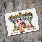 サンタフランスのクリスマス暖炉を待つブルドッグ