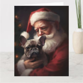 サンタフランスのクロースとブルドッグフェスティバルクリスマス カード (正面)