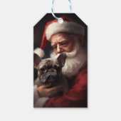 サンタフランスのクロースとブルドッグフェスティバルクリスマス ギフトタグ (正面)