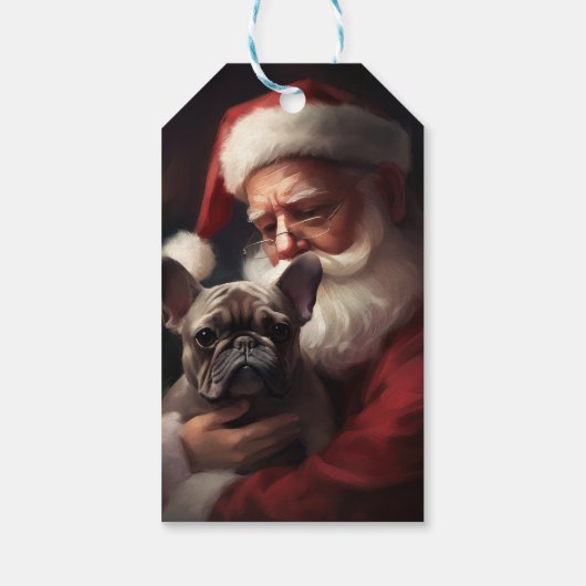 サンタフランスのクロースとブルドッグフェスティバルクリスマス ギフトタグ (裏面)
