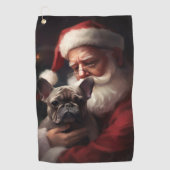 サンタフランスのクロースとブルドッグフェスティバルクリスマス ゴルフタオル (正面)