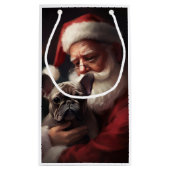 サンタフランスのクロースとブルドッグフェスティバルクリスマス スモールペーパーバッグ (裏面)