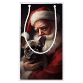 サンタフランスのクロースとブルドッグフェスティバルクリスマス スモールペーパーバッグ (正面)