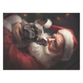 サンタフランスのクロースとブルドッグフェスティバルクリスマス テーブルクロス (正面(横))