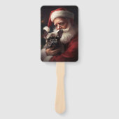 サンタフランスのクロースとブルドッグフェスティバルクリスマス ハンドファン (正面)
