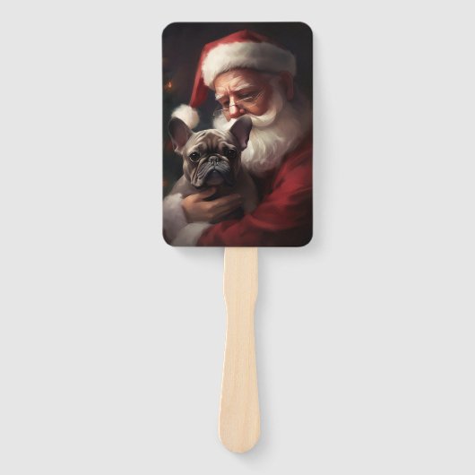 サンタフランスのクロースとブルドッグフェスティバルクリスマス ハンドファン (正面)