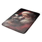 サンタフランスのクロースとブルドッグフェスティバルクリスマス バスマット (アングル)