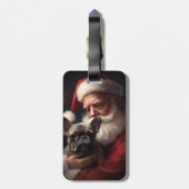 サンタフランスのクロースとブルドッグフェスティバルクリスマス ラゲッジタグ (裏面縦)