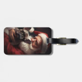 サンタフランスのクロースとブルドッグフェスティバルクリスマス ラゲッジタグ (裏面横)