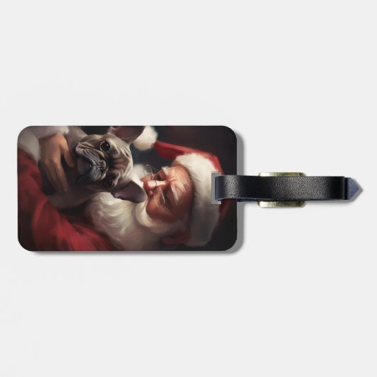 サンタフランスのクロースとブルドッグフェスティバルクリスマス ラゲッジタグ (裏面横)