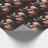 サンタフランスのクロースとブルドッグフェスティバルクリスマス ラッピングペーパー (角)