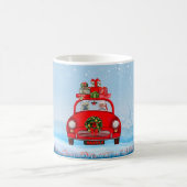 サンタフランスのクロースと車にブルドッグ コーヒーマグカップ (中央)
