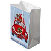 サンタフランスのクロースと車にブルドッグ ミディアムペーパーバッグ (裏面アングル)