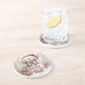 サンタフランスのドッグの水色を待っているブルドッグ コースター (側面)