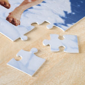 サンタフランスのハットで雪のクリスマスにブルドッグ ジグソーパズル (側面)