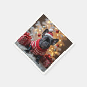 サンタフランスのハット付きクリスマスブルドッグ スタンダードカクテルナプキン (角)