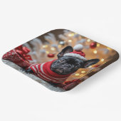 サンタフランスのハット付きクリスマスブルドッグ ペーパープレート (傾斜あり)