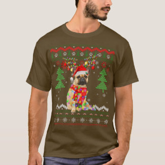 サンタフランスのブルドッグ犬クリスマスライト醜いXma Tシャツ