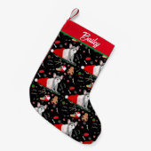 サンタフランスのーの帽子のパピーの名前 スモールクリスマスストッキング (正面 (吊り時))