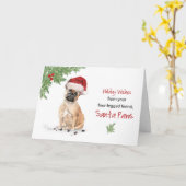 サンタフランスのーの犬からブルドッグ・クリスマおもしろいス カード (黄色い花)