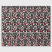 サンタフランスのー帽をかぶったブルドッグ ラッピングペーパー (フラット)