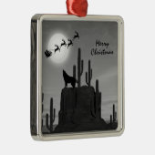 サンタフルムーンウルフ砂漠の南西クリスマス メタルオーナメント (右)