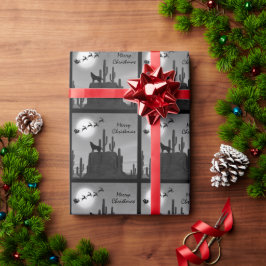 サンタフルムーンウルフ砂漠の南西クリスマス ラッピングペーパー