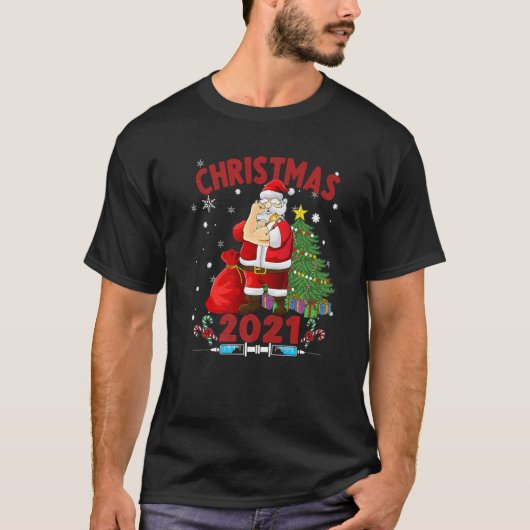 サンタフルワクチン接種クリスマス Tシャツ (正面)
