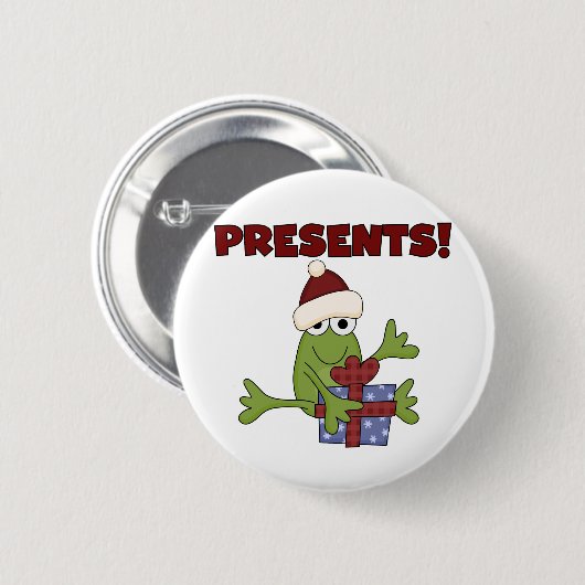 サンタフロッグTシャツとギフト 缶バッジ (正面&裏面)