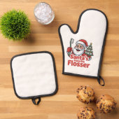 サンタフロッサーお気に入りのクリスマス歯科歯科医 鍋つかみ&鍋敷きセット (トップダウン)