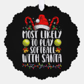 サンタフ遊ァミリとソフトボールをする可能性が最も高い オーナメントカード (正面)