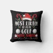 サンタフ遊ァミリのクリスマスでゴルフをする可能性が最も高い クッション (正面)