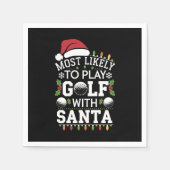 サンタフ遊ァミリのクリスマスでゴルフをする可能性が最も高い スタンダードカクテルナプキン (正面)