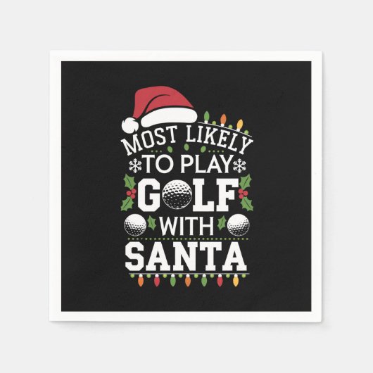 サンタフ遊ァミリのクリスマスでゴルフをする可能性が最も高い スタンダードカクテルナプキン (正面)