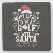 サンタフ遊ァミリのクリスマスでゴルフをする可能性が最も高い ストーンコースター (正面)