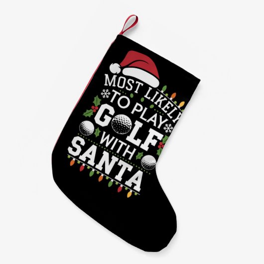 サンタフ遊ァミリのクリスマスでゴルフをする可能性が最も高い スモールクリスマスストッキング (正面 (吊り時))
