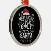サンタフ遊ァミリのクリスマスでゴルフをする可能性が最も高い メタルオーナメント (右)